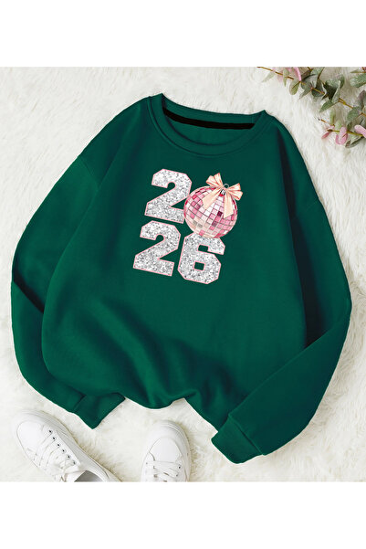 SUNFREE New Year Christmas Christmas 2026 Printed Cotton Circular Neck Sweatshirt