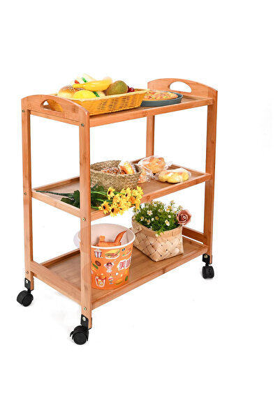 genric عربة تقديم OneDcor - عربة مطبخ خشبية بثلاث وأربع طبقات مع مساحة تخزين - متعددة الأغراض