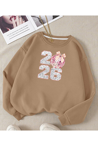 SUNFREE New Year Christmas Christmas 2026 Printed Cotton Circular Neck Sweatshirt