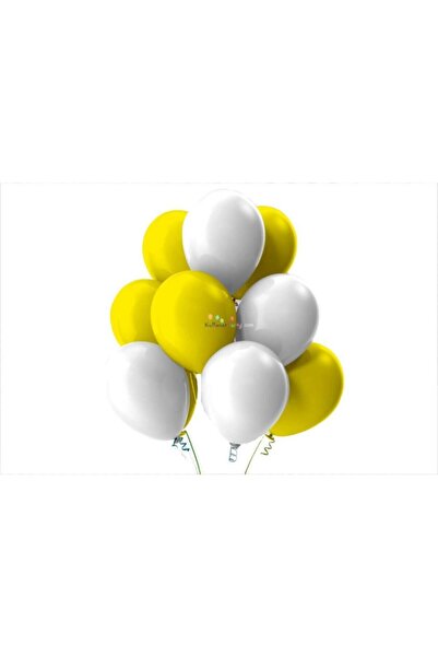 İSTOÇ PARTİ White-Yellow Pastel Soft Balloon 50 Pieces + 5 meter balloon chain