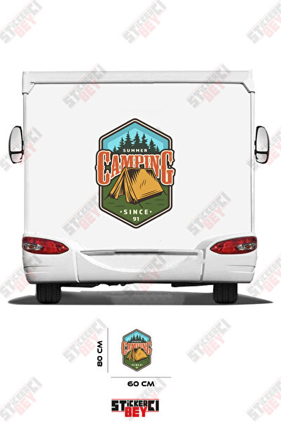 STİCKERCI BEY Camping Summer Written on Caravan Sticker Coating