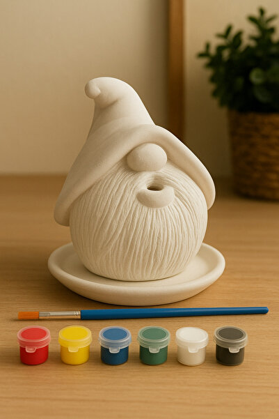 Lunora Design Taş Tozu Gnome Tütsülük – Boyanabilir Dekoratif Obje + Boya & F...