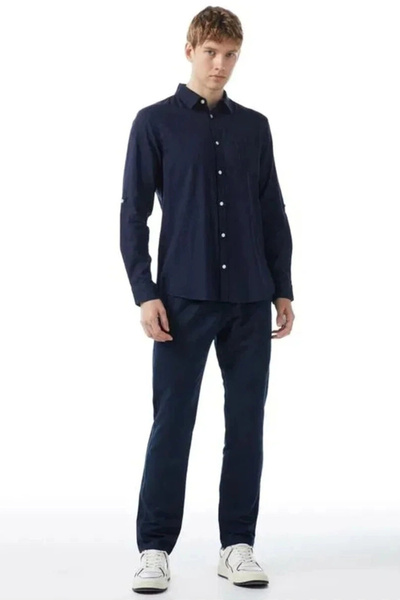 Tommy Hilfiger Chino Harlem Po Drws Co Linen Men's Navy Blue Pants MW0MW34533C5J