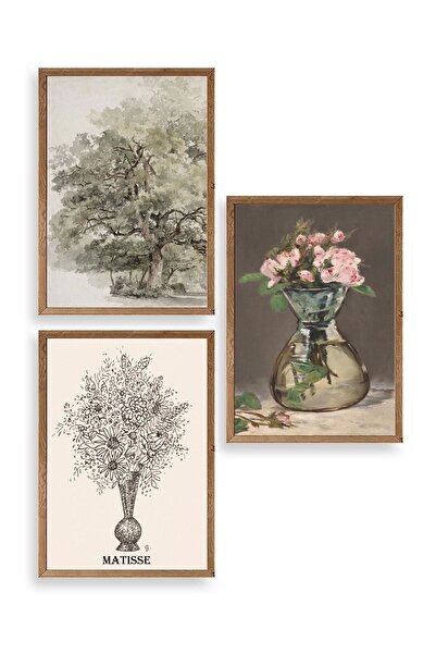 CT STONES Matisse Triple Wooden Framed Painting