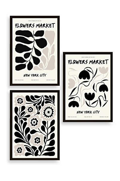 CT STONES Flower Market Triple Wooden Framed Table