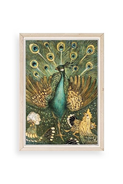 CT STONES Nouveau Vintage Peacock Wooden Framed Painting