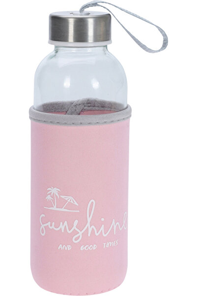 Excellent Houseware sticlă de apă, sticlă, 6x19 cm, 400 ml, roz