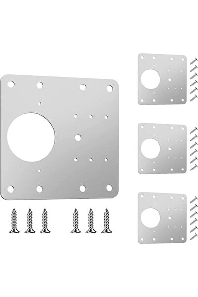 Jenuos set of 4 hinge repair plates, stainless steel, with screws, 9 x 9 cm, ...