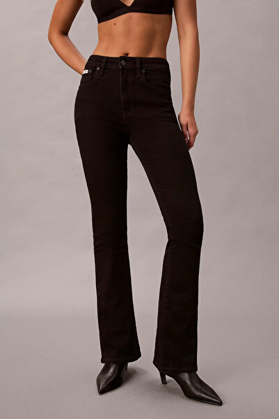 Calvin Klein High Waist Flared Ck Classic Black Women's Black Jeans Lv047B942...