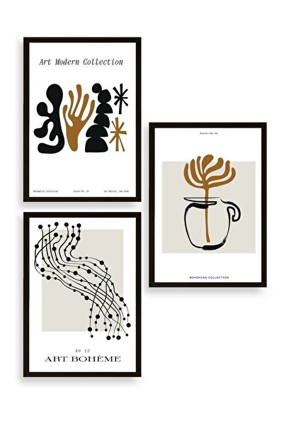 CT STONES Modern Triple Wooden Framed Painting