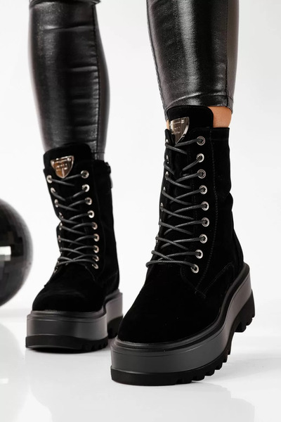 Zaira Дамски черни кожени ботуши от екокожа Olivia #22686