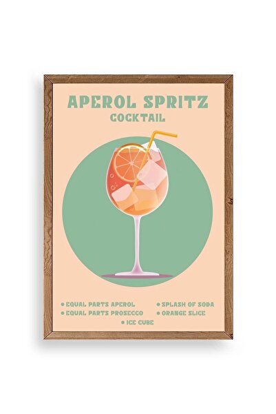 Twin Store لوحة Aperol Spritz بإطار خشبي