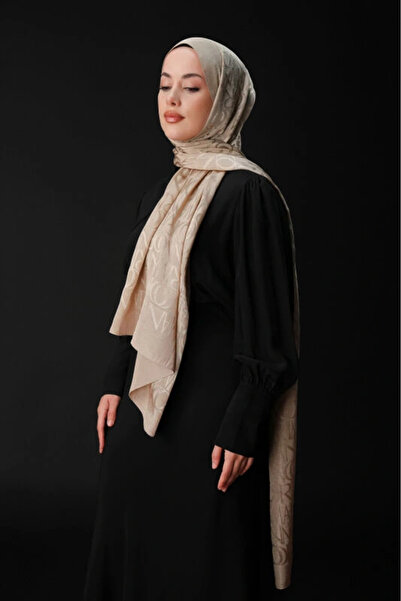 Imannoor Monogram Signature Stone Color Shiny Jacquard Shawl 251-3046-043