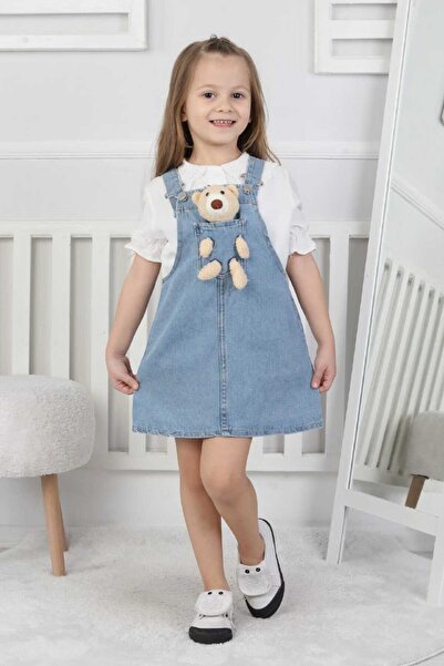 CANAN ÇAKMAK Дънки с мечешки принт за момичета, сини