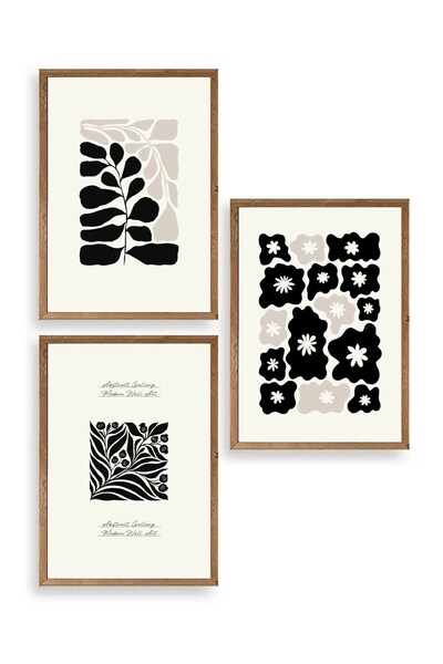 CT STONES Modern Triple Wooden Framed Painting