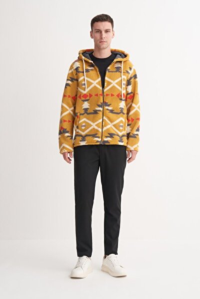 Cazador 50940 Hooded Collar Sweat Cardigan Plush Mustard