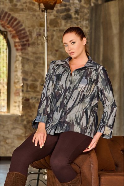 DE WHITES سترة كبيرة الحجم مزينة بالترتر