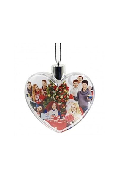 OEM Christmas heart bauble, personalized with photo insert, 8.5 cm (Gl158)