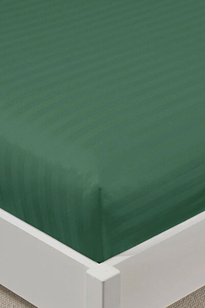 VAROL 100% Cotton Satin Stripe King Size Fitted Sheet Set – 30 cm – 2 Pillowcases