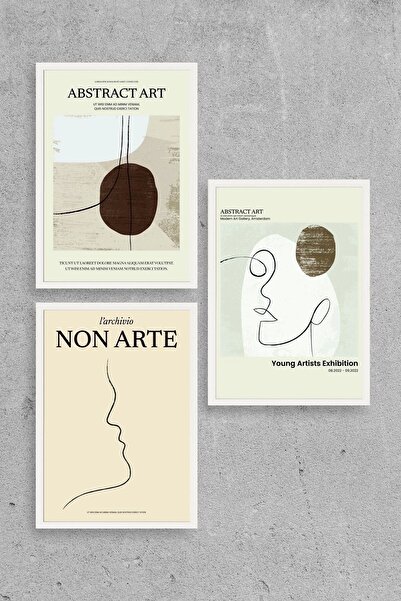 Twin Store لوحة فنية تجريدية ثلاثية مؤطرة بالخشب