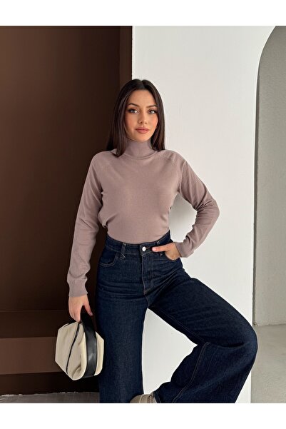 LAVRE Pulover din cașmir cu textură moale Half Fisherman, cu mânecă lungă