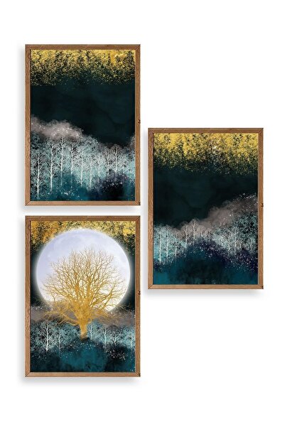 CT STONES Landscape Triple Wooden Framed Painting