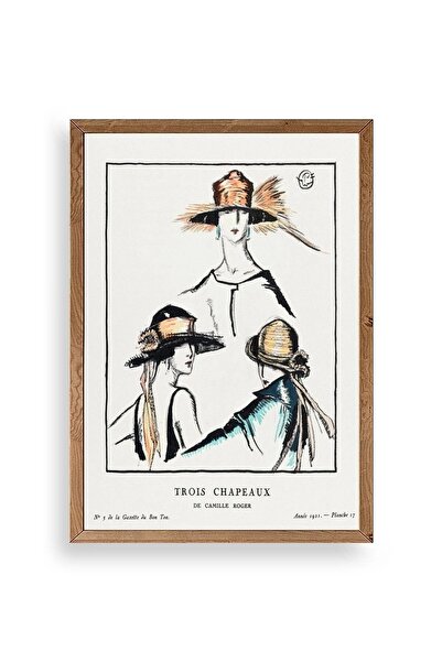 CT STONES Paris Hats Wooden Framed Painting