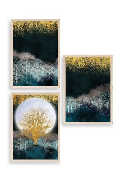 CT STONES Landscape Triple Wooden Framed Painting
