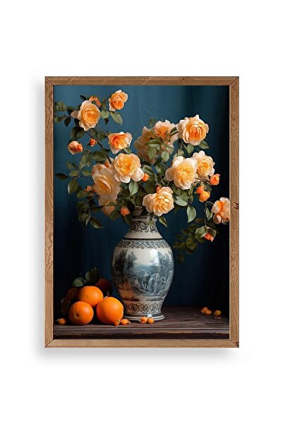 CT STONES Floral Vase Wooden Framed Painting