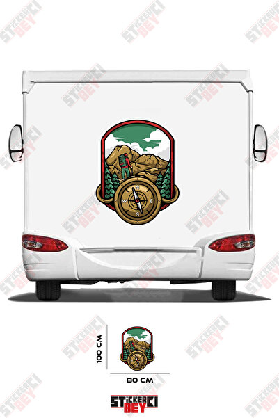 STİCKERCI BEY ملصق للعربات المتنقلة بتصميم الجبل والبوصلة