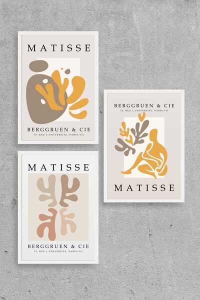 CT STONES Matisse Triple Wooden Framed Painting