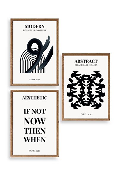 CT STONES Modern Triple Wooden Framed Painting