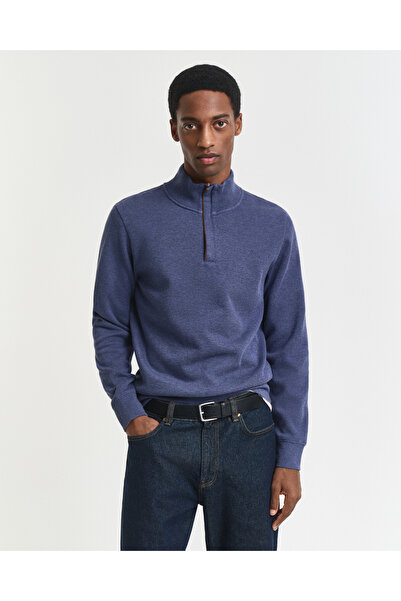 Gant Erkek Mavi Regular Fit Yarım Fermuarlı Sweatshirt