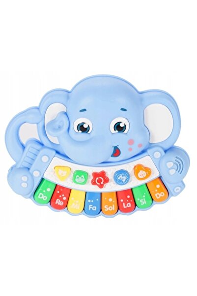 OEM Interactive Elephant Electronic Piano - 13 Buttons, Animal Sounds, Light Effects (Blue)