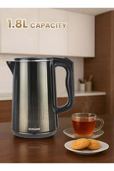 sonashi Cordless Electric Kettle 1.8L SKT-1818 (Black/Gold)