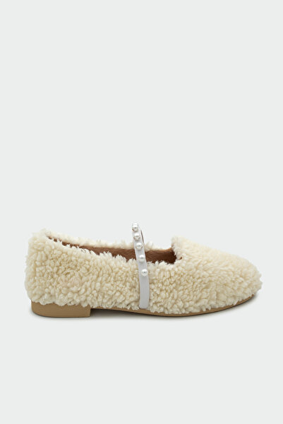 LAMİNTA Kik Pearl Detailed Home Ballet Flats - White
