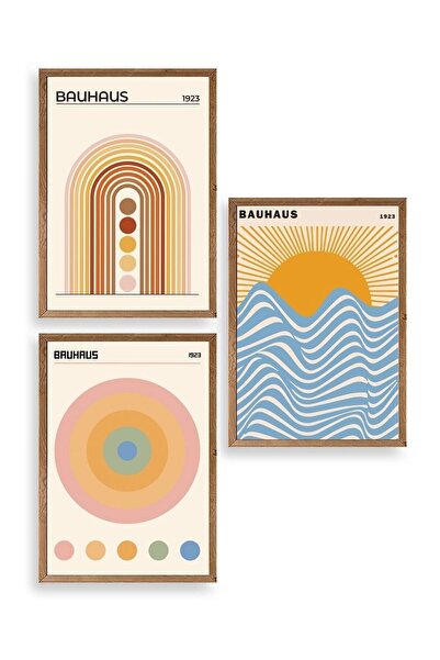 CT STONES Bauhaus Triple Wooden Framed Table