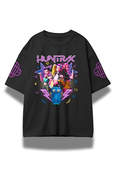 Fuddy Moda تي شيرت Huntrix Kol مطبوع للجنسين، تي شيرت قصة فضفاضة Kpop Demon Hunters ذو طابع خاص