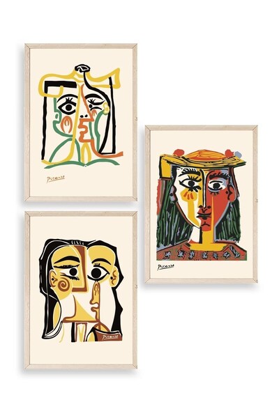 CT STONES Picasso Triple Wooden Framed Painting
