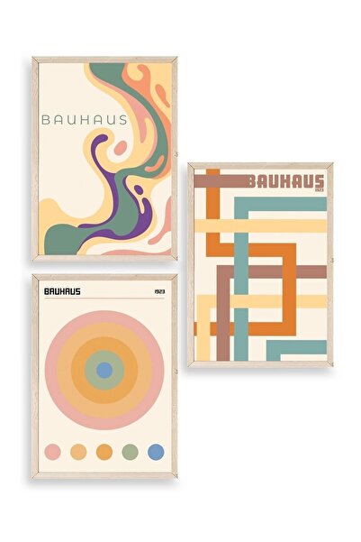 Twin Store طاولة باوهاوس ثلاثية الإطار الخشبي