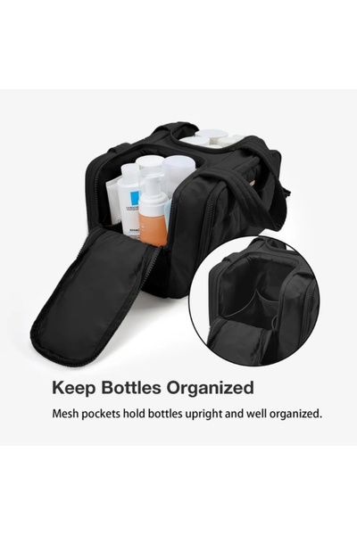 BAGSMART Black Zora Spacesaver 4-in-1 Puffy Multi-Functional Toiletry Bag