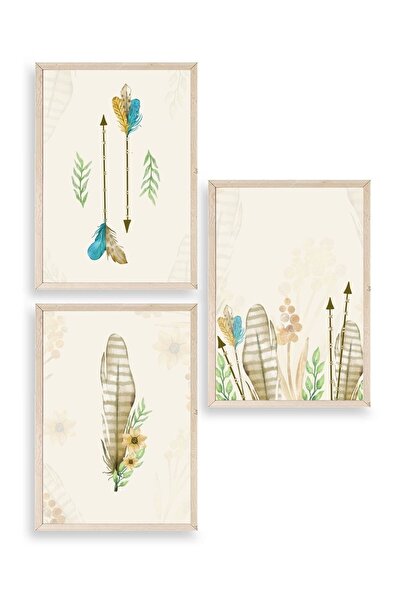 CT STONES Floral Patterns Triple Wooden Framed Painting