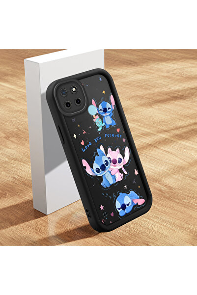 ucuc حافظة ممتصة للصدمات بنمط غرزة السيليكون الأسود المتوافقة مع Realme C21Y/...