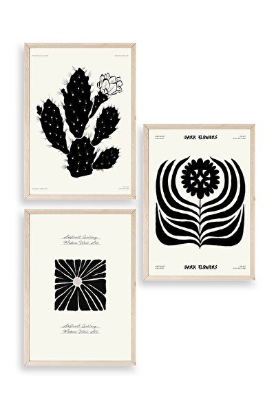 CT STONES Modern Triple Wooden Framed Painting