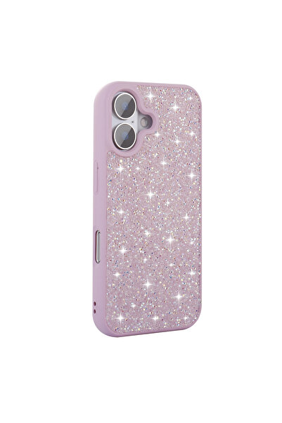 zore غطاء آيفون 16 بتصميم حجر لامع TCMK غطاء مرصع بالألماس - أرجواني