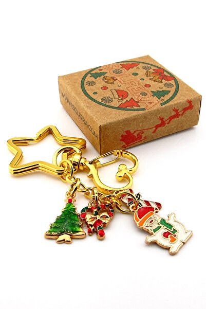Solfera New Year Christmas Snowman Candy Cane Pine Charm Bag Ornament Keychain Ky109