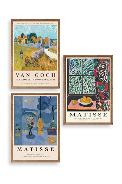 CT STONES Famous Paintings Triple Wooden Framed Painting