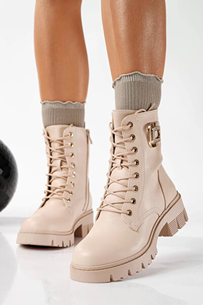 Zaira Ghete dama îmblanite bej din piele ecologica Oona #22793 - 40