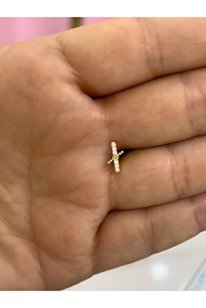 Hicrans Takı X ÇAPRAZ TAŞLI KÜÇÜK ÇELİK HELİX TRAGUS KÜPESİ