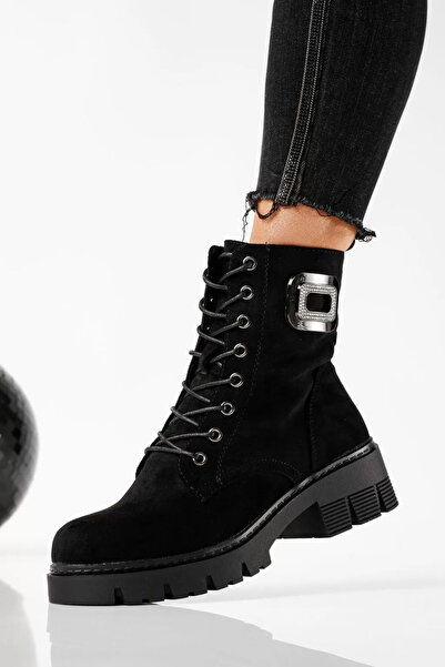 Zaira Ghete dama îmblanite negre din piele ecologica intoarsa Palmer #22794-37